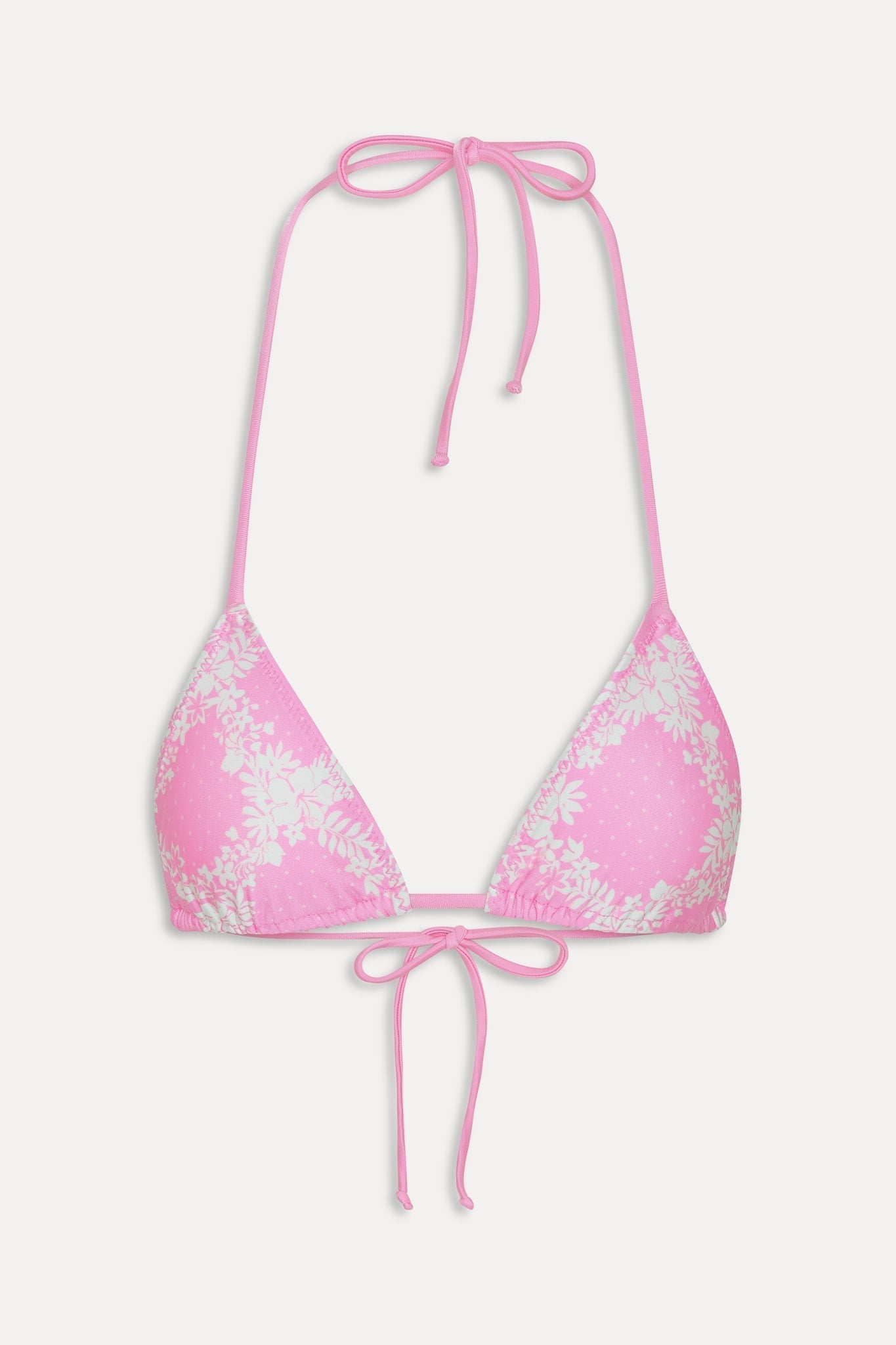 Nick Satin Triangle Bikini Top - Tropical Pink Polka Dot