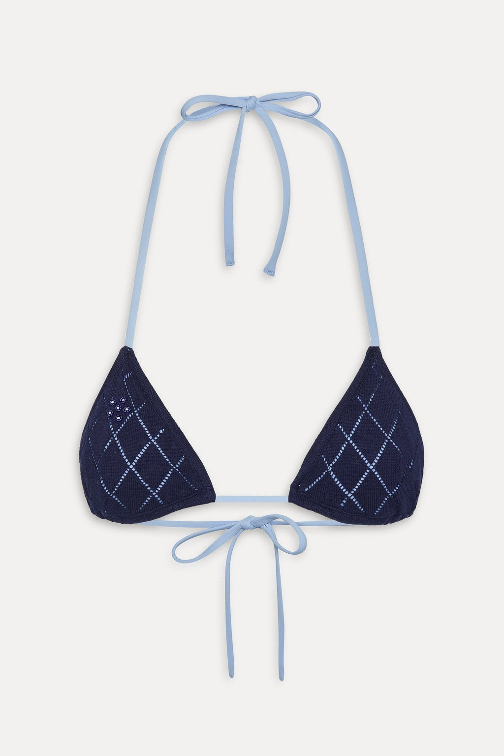 Nick Triangle Halter Bikini Top - Diamond Stitch