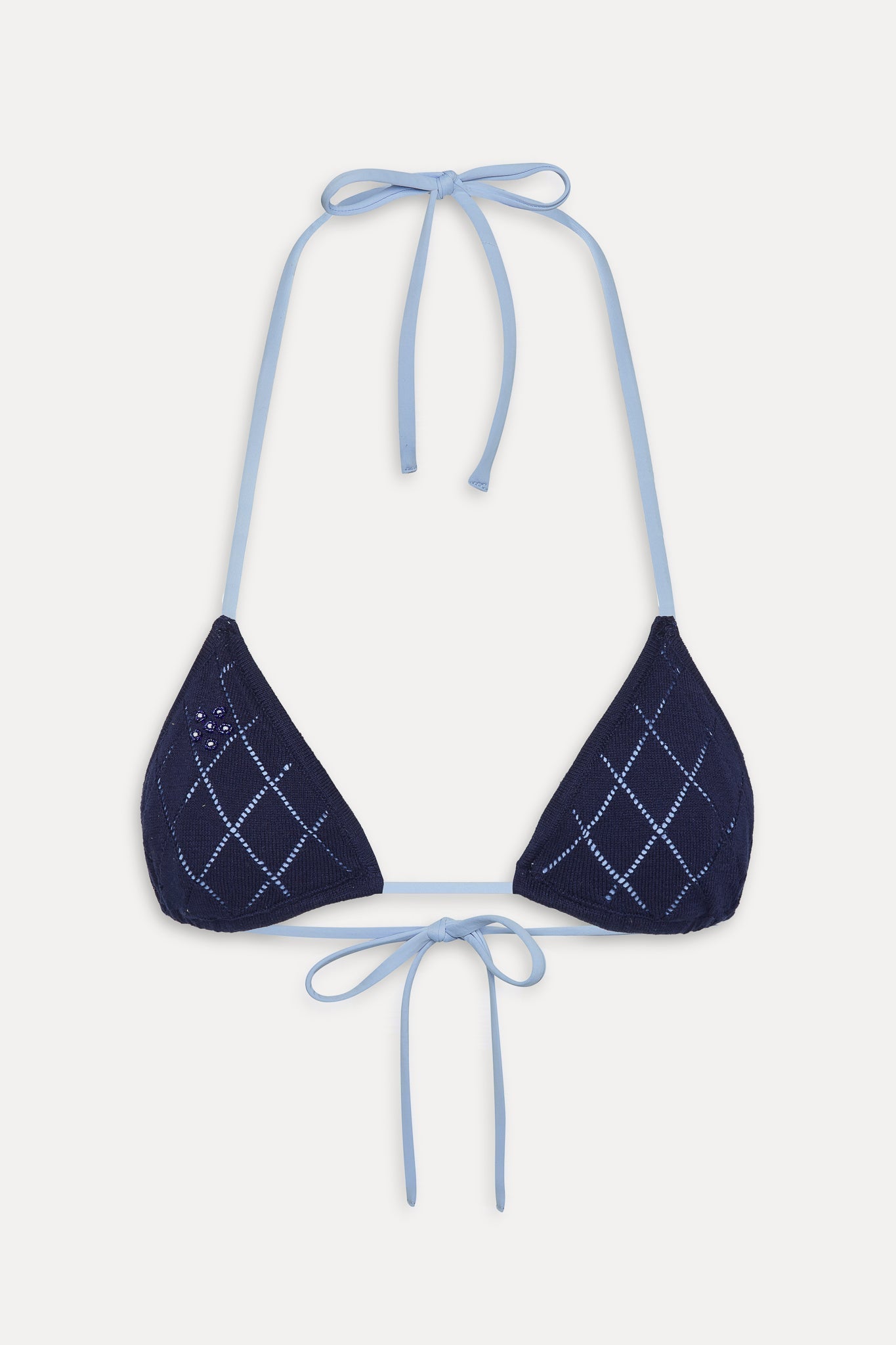 Nick Triangle Halter Bikini Top - Diamond Stitch