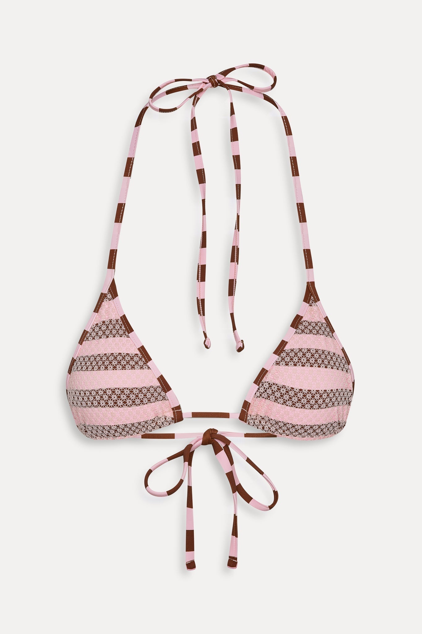 Nick Mesh Striped Bikini Top - Strawberry Chocolate