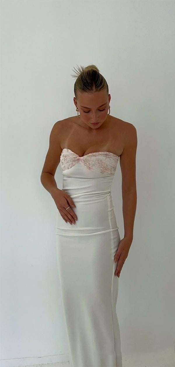Sexy Mermaid White Strapless Prom Dress 22th Birthday Outfits P747