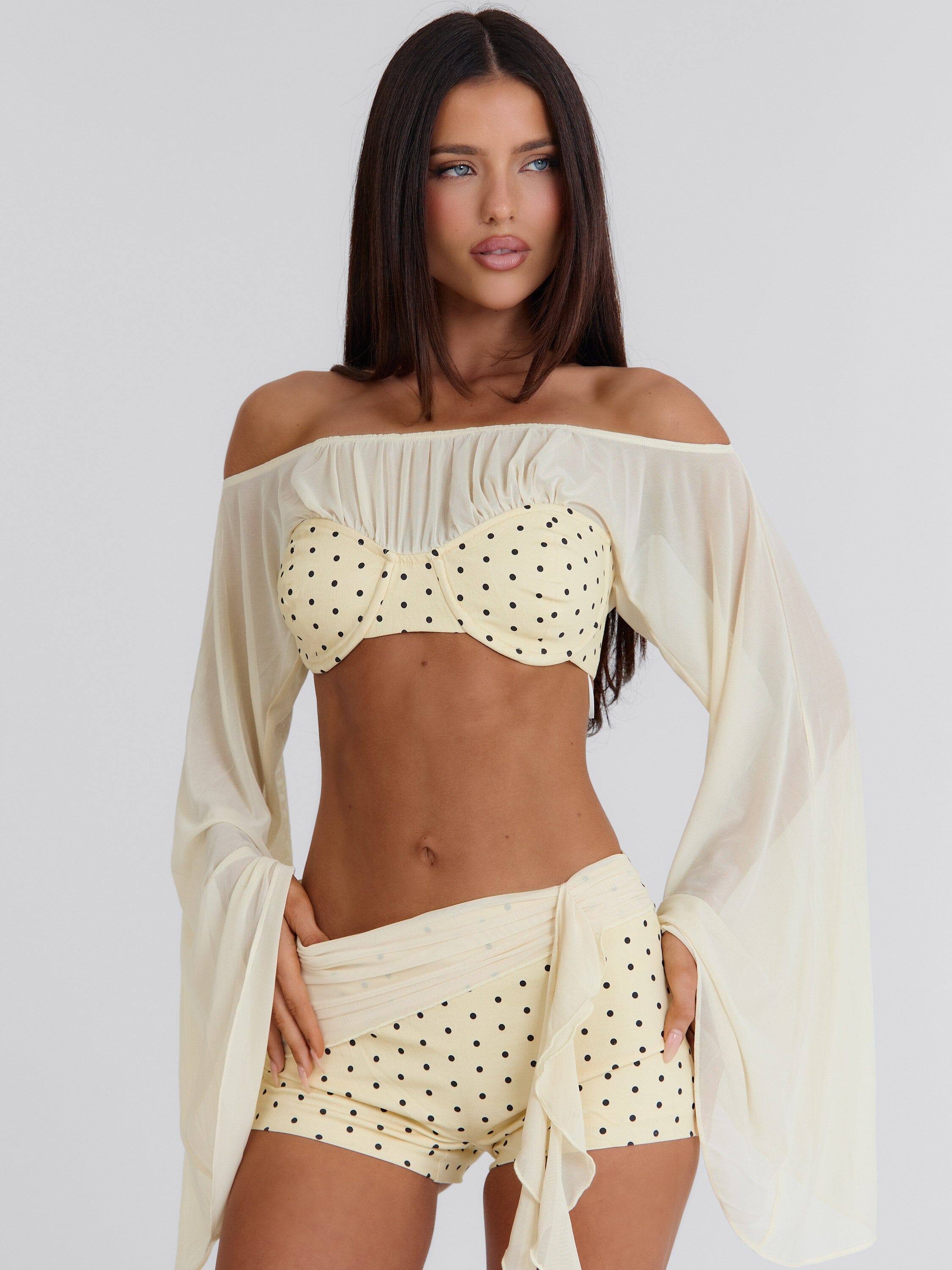 Riya Shorts Yellow Polka Dot