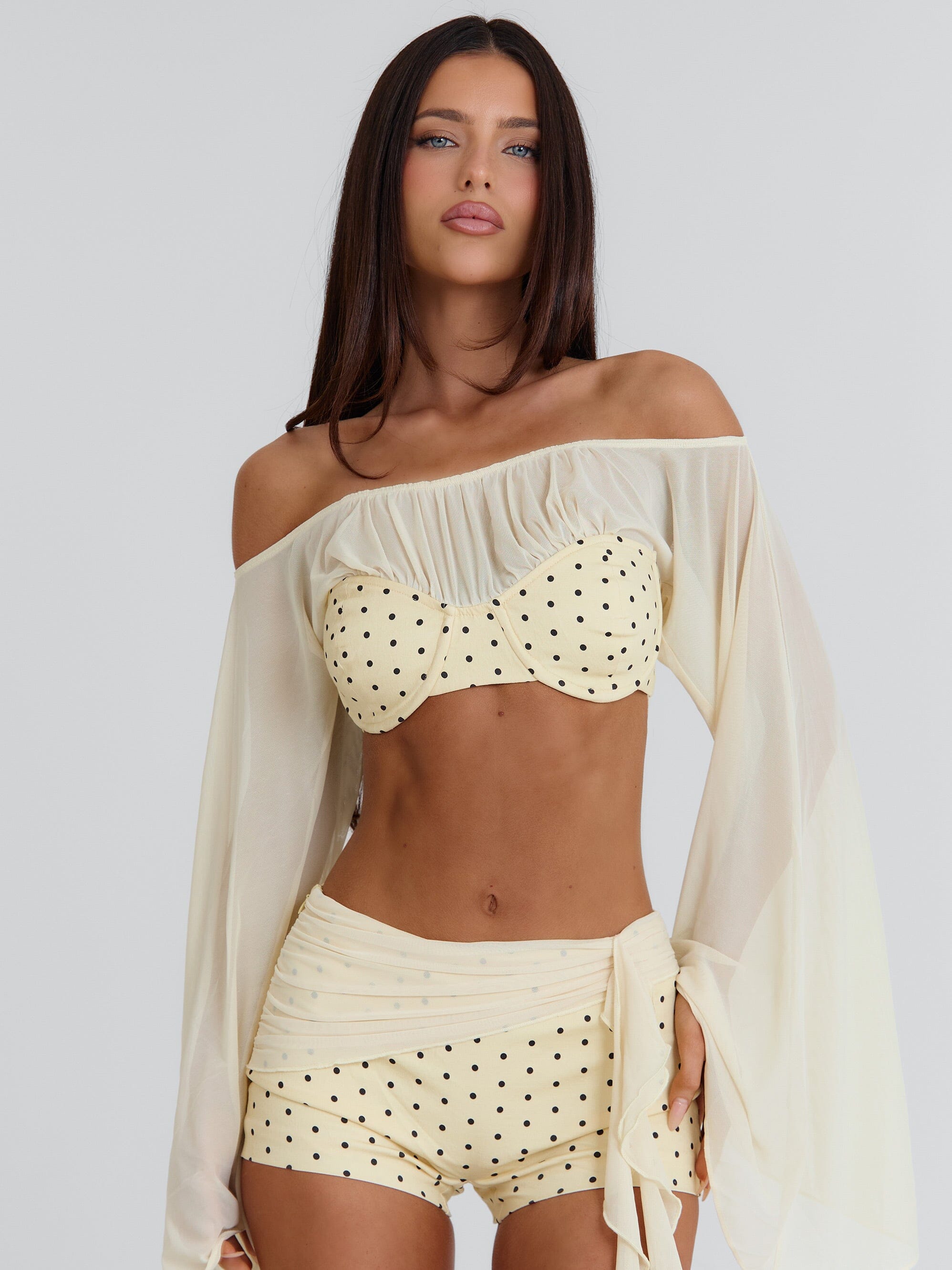 Riya Crop Top Yellow Polka Dot