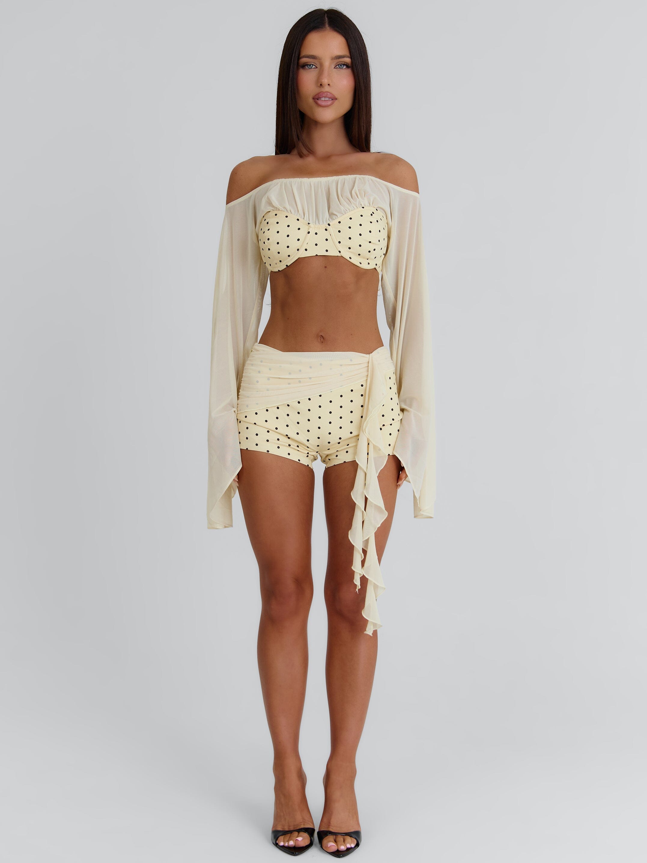 Riya Crop Top Yellow Polka Dot