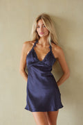 Ronnie Lace Trim Halter Mini Dress