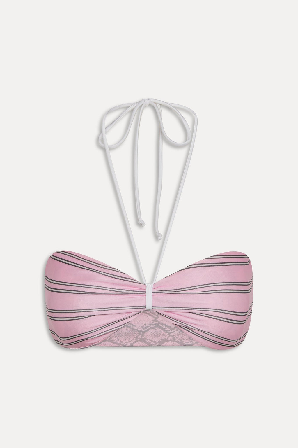 Rumi Reversible Satin Bikini Top - Pink Stripe