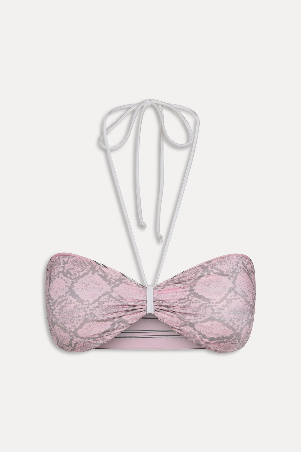 Rumi Reversible Satin Bikini Top - Pink Stripe