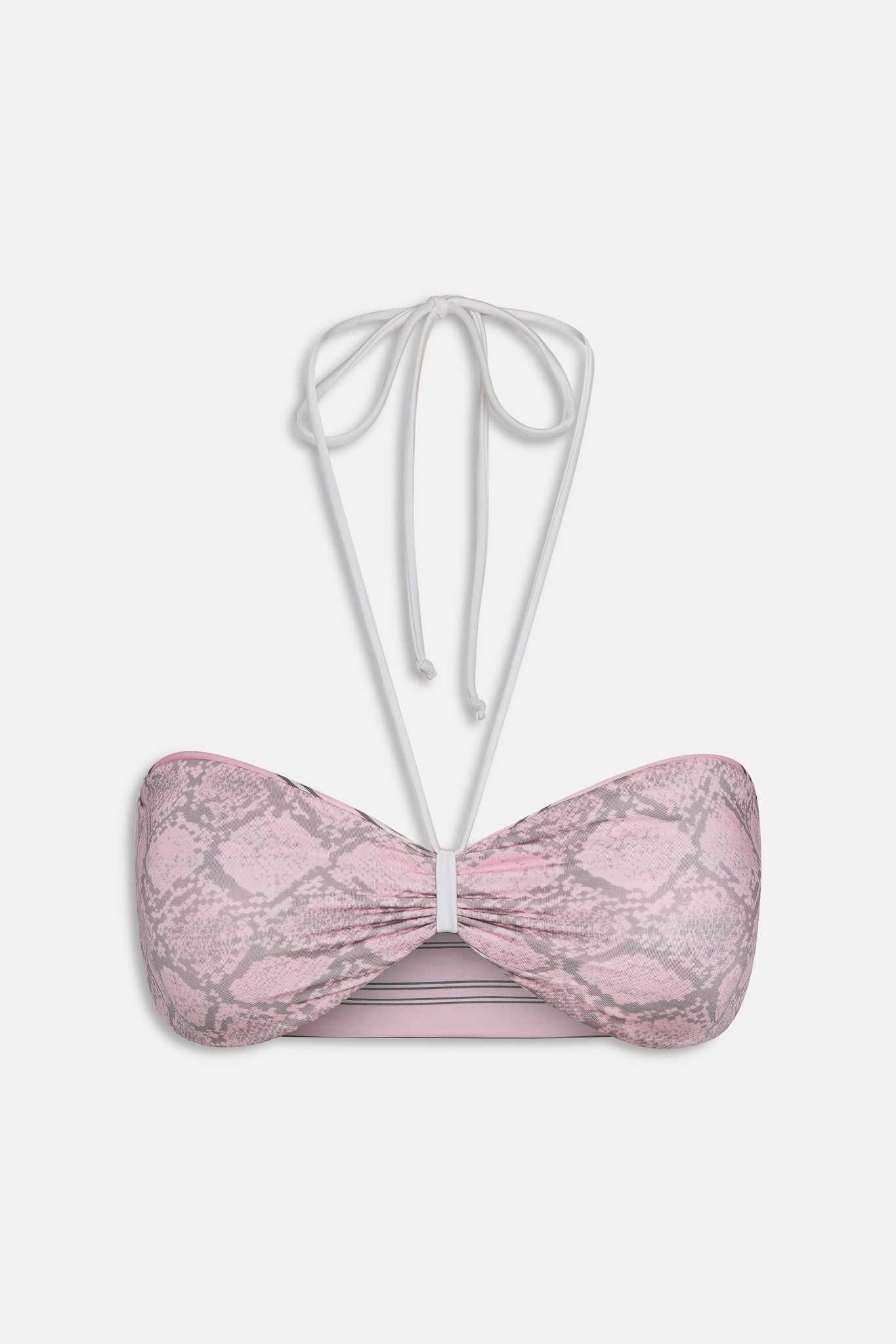 Rumi Reversible Satin Bikini Top - Pink Stripe