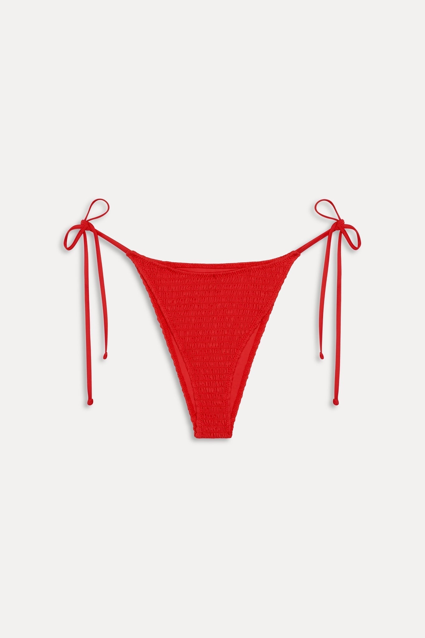 Soleil Smocked Cheeky Bikini Bottom - Classic Red