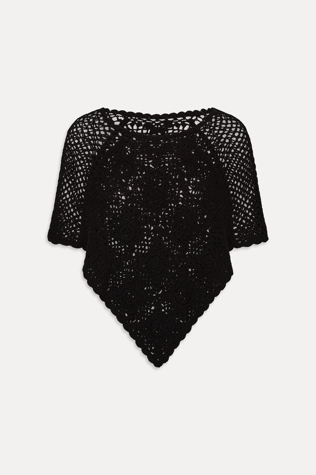 Sophie Crochet Poncho - Black