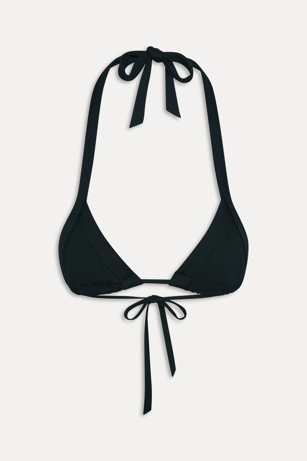 Taite Ribbed Triangle Bikini Top - Black