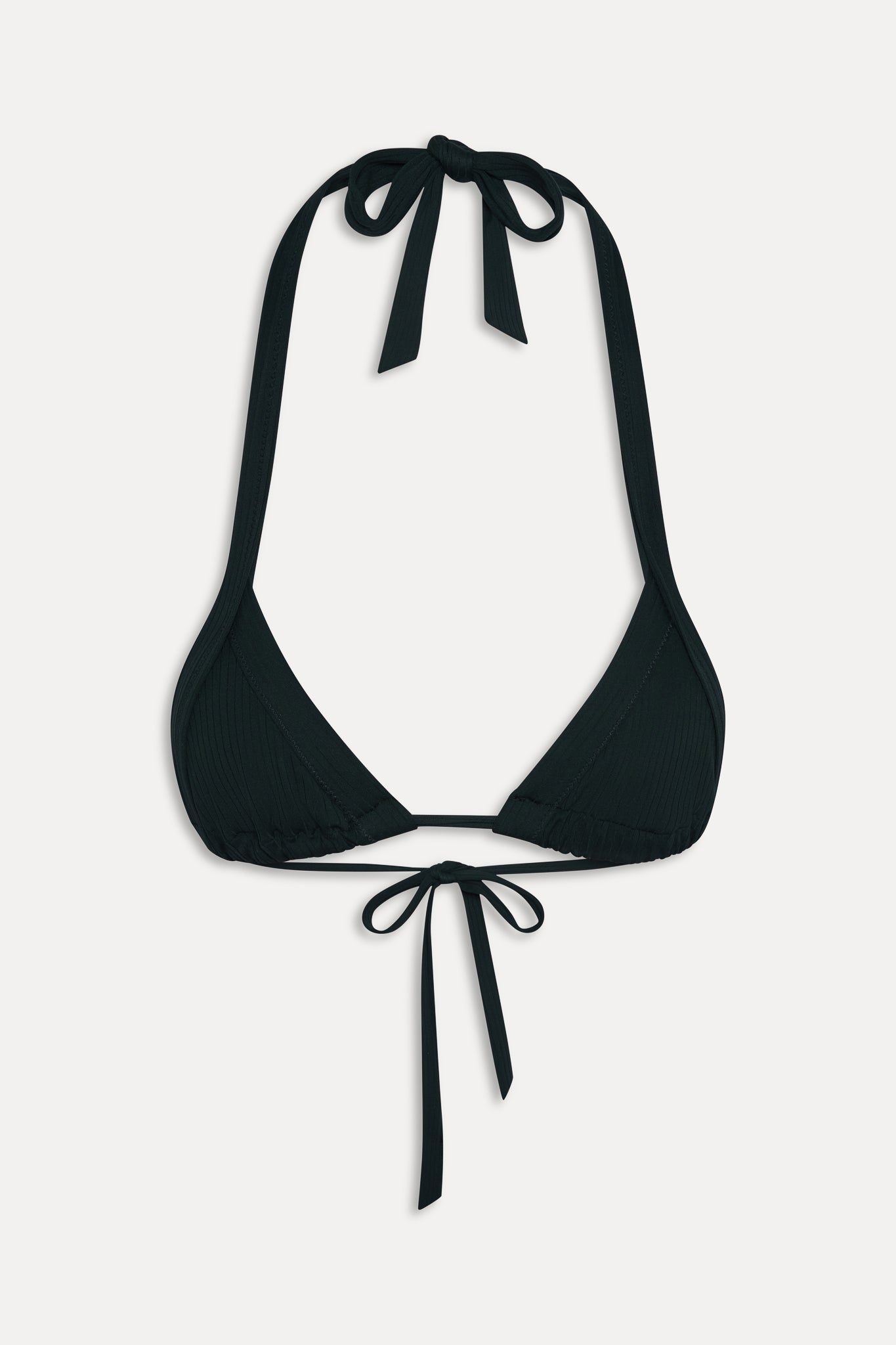 Taite Ribbed Triangle Bikini Top - Black