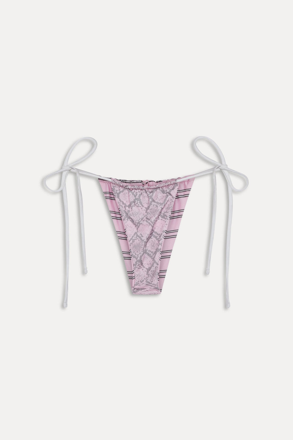 Tia Reversible Satin Bikini Bottom - Pink Stripe