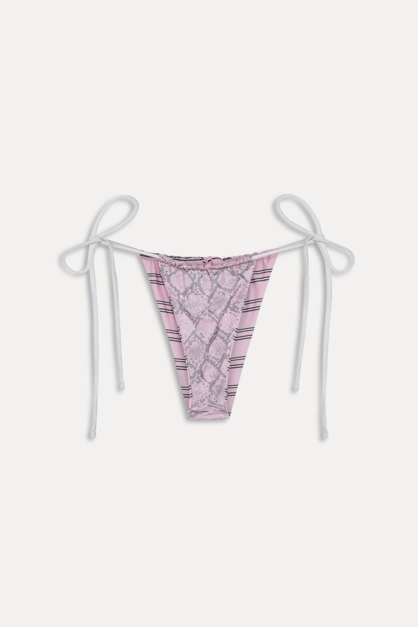 Tia Reversible Satin Bikini Bottom - Pink Stripe