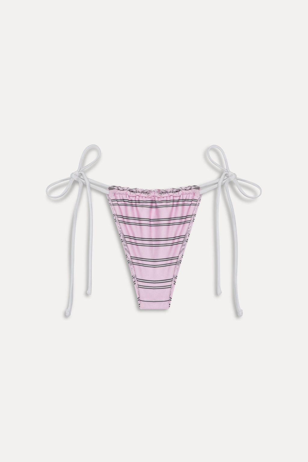 Tia Reversible Satin Bikini Bottom - Pink Stripe