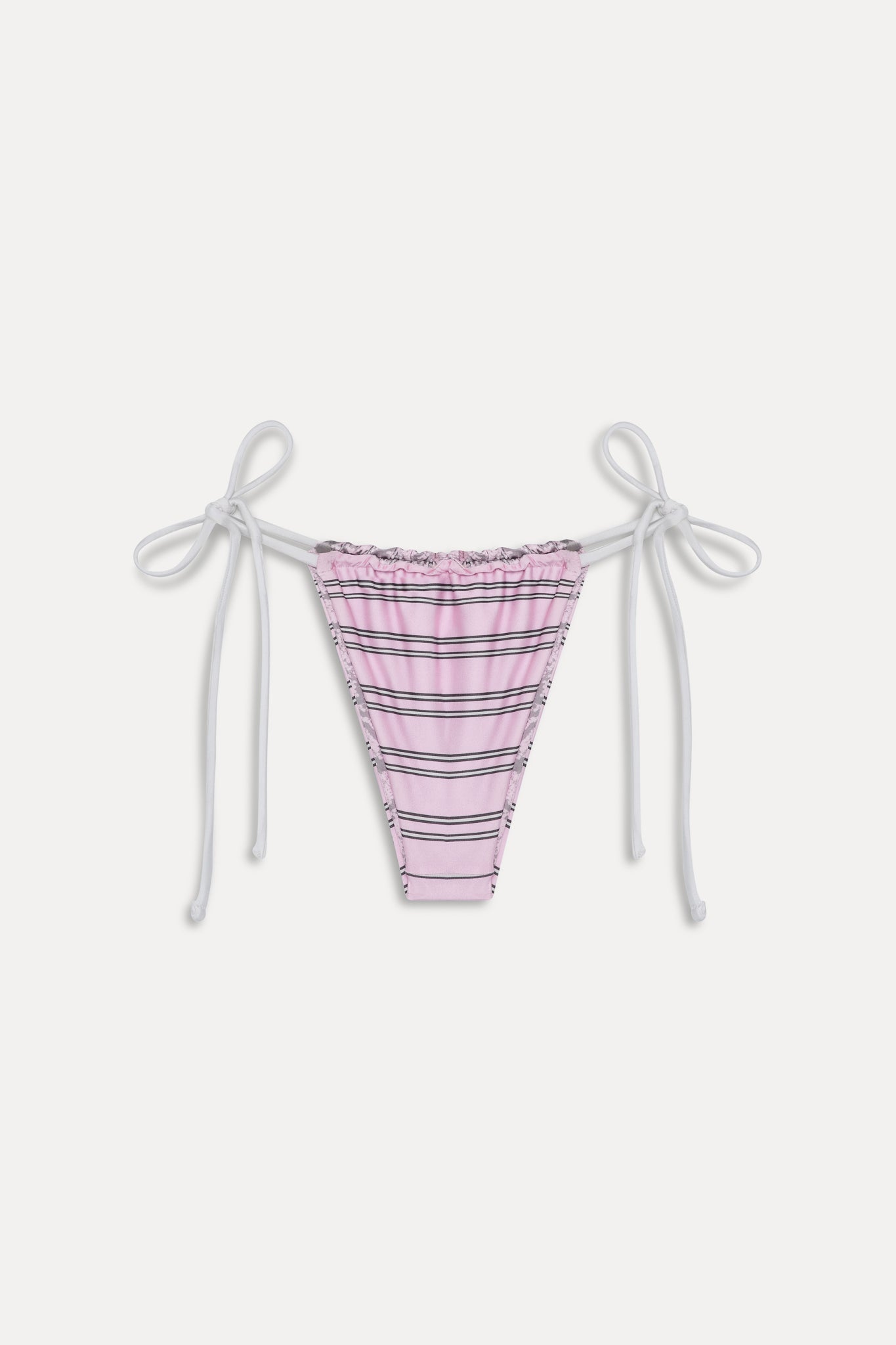 Tia Reversible Satin Bikini Bottom - Pink Stripe