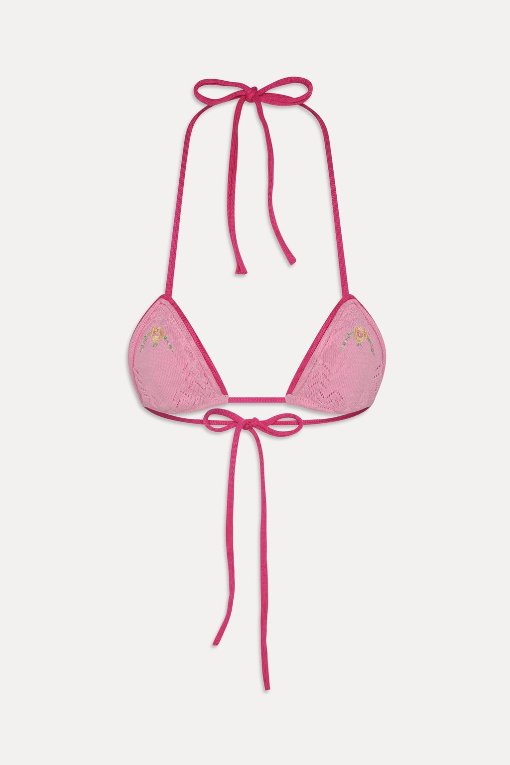 Tide Knit Triangle Bikini Top - Strawberry Lemonade