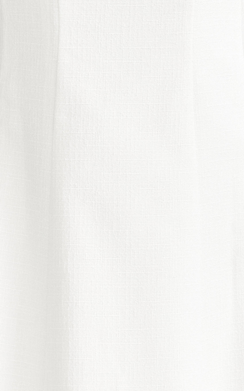 Walters Midi Dress - Square Neck Shirred Back Fit and Flare Panel Dress in White