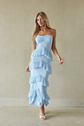 Azaria Solid Ruffle Tiered Maxi Dress
