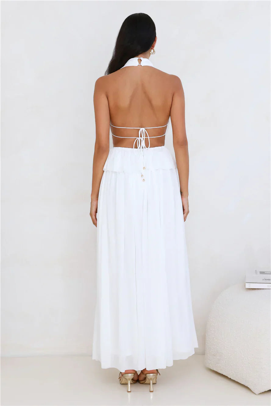 Love From Rosalie Halter Maxi Dress White