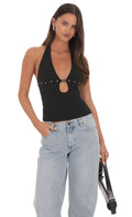 Deep V Neckline top with Buckle Accent