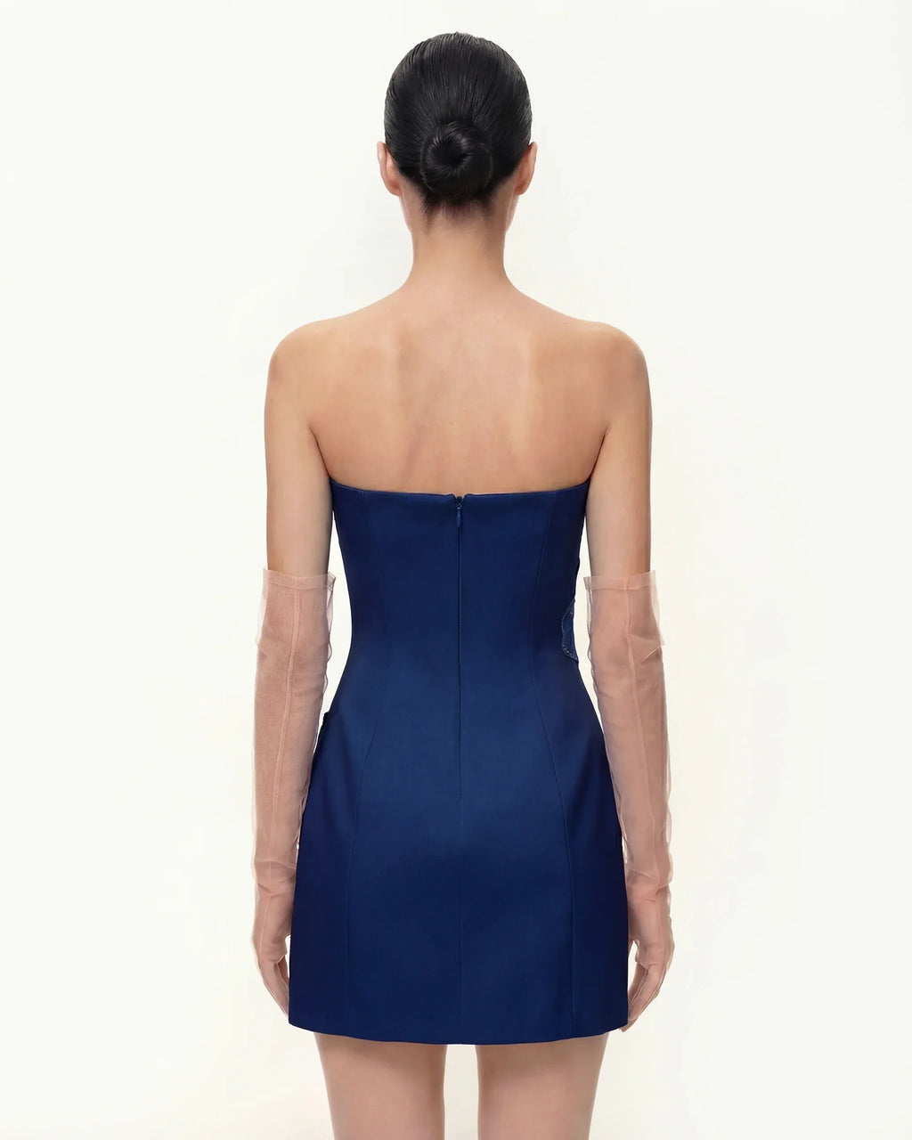 Iris Floral Print Strapless Dress �C Navy blue
