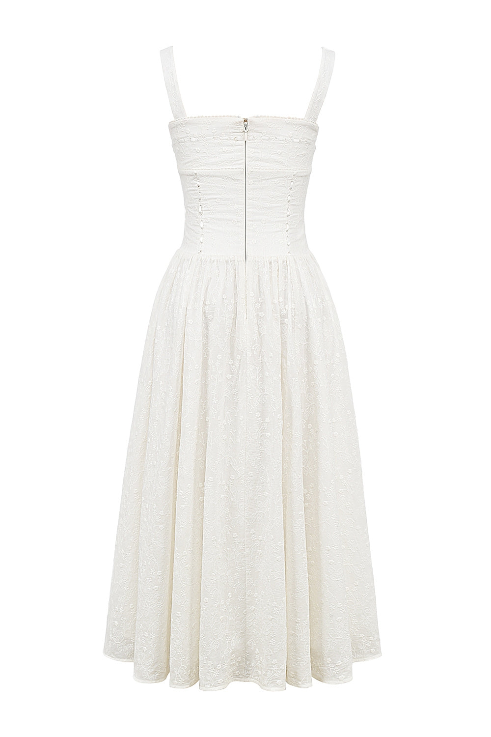 white broderie anglais midi sundress
