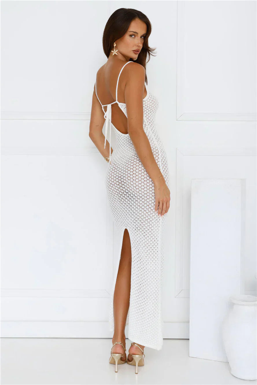 Ocean Breeze Knit Maxi Dress White