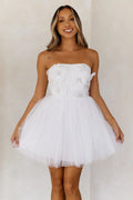 Princess Luxe Tulle Strapless Mini Dress White