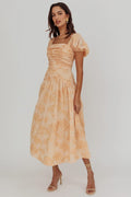 Telma Puff Sleeves Midi Dress Blush