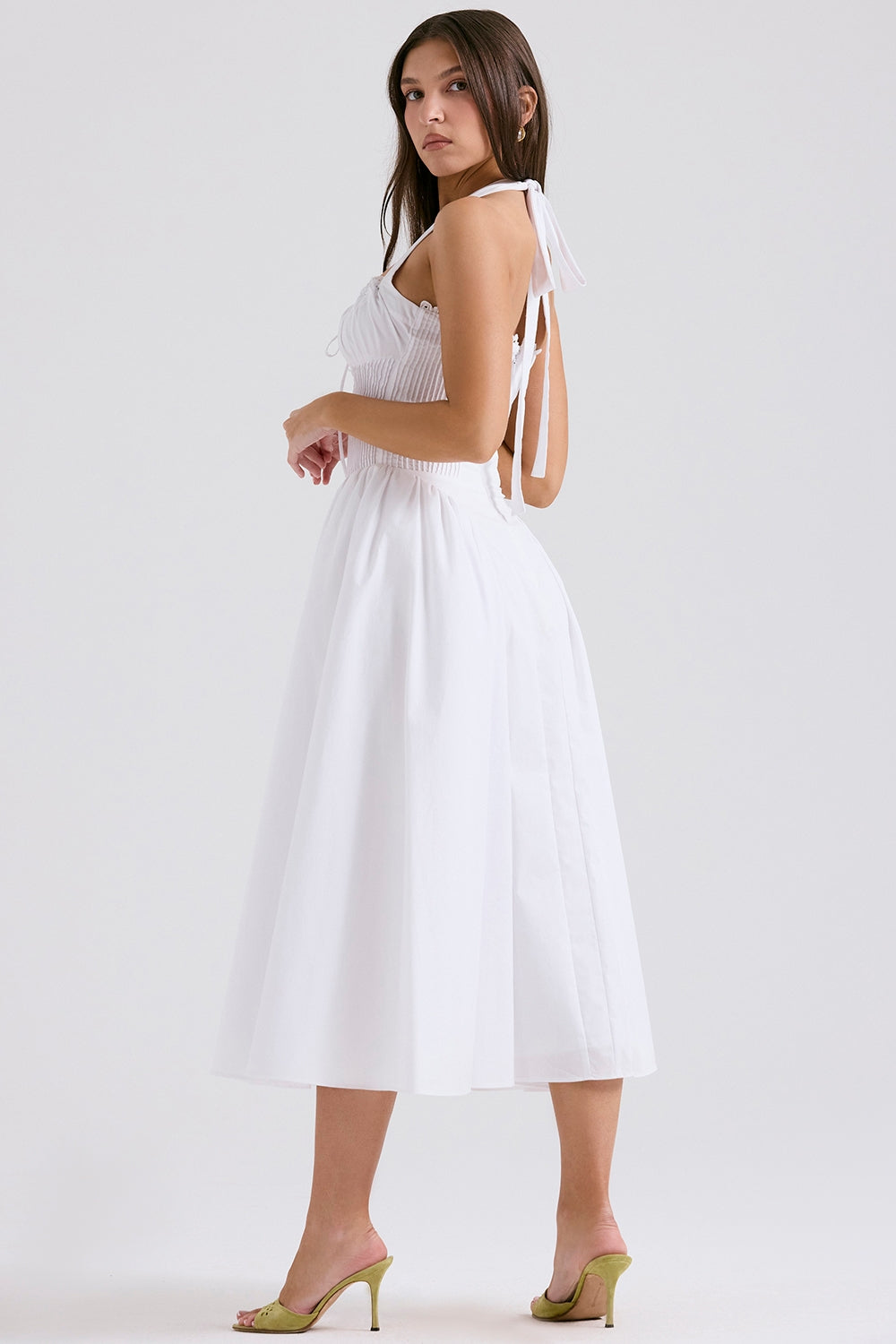 white cotton halter sundress