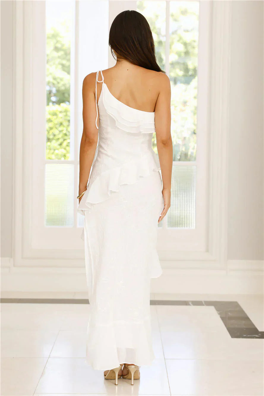 Embrace The Dream One Shoulder Midi Dress White