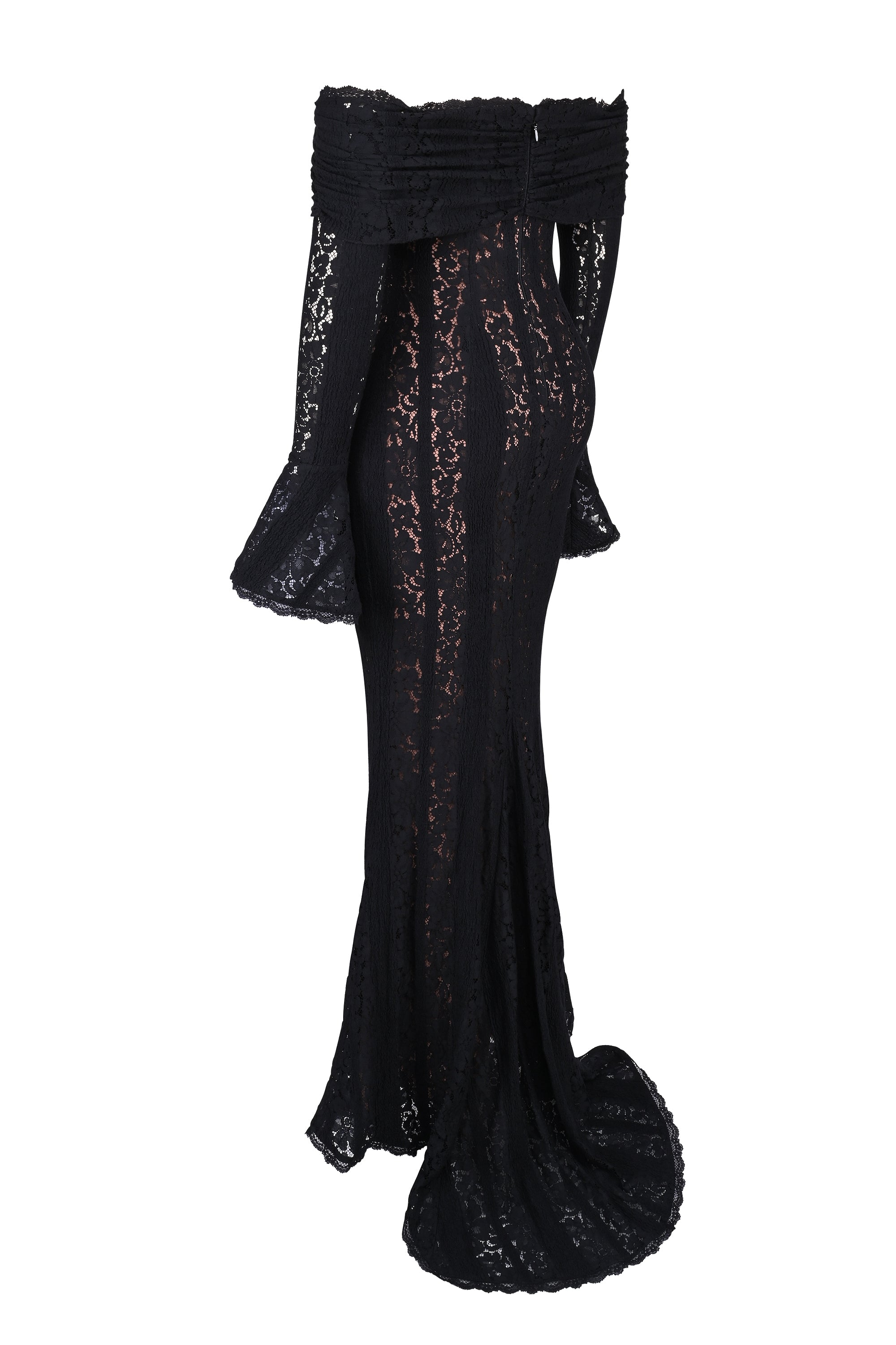 black off shoulder floral lace maxi dress