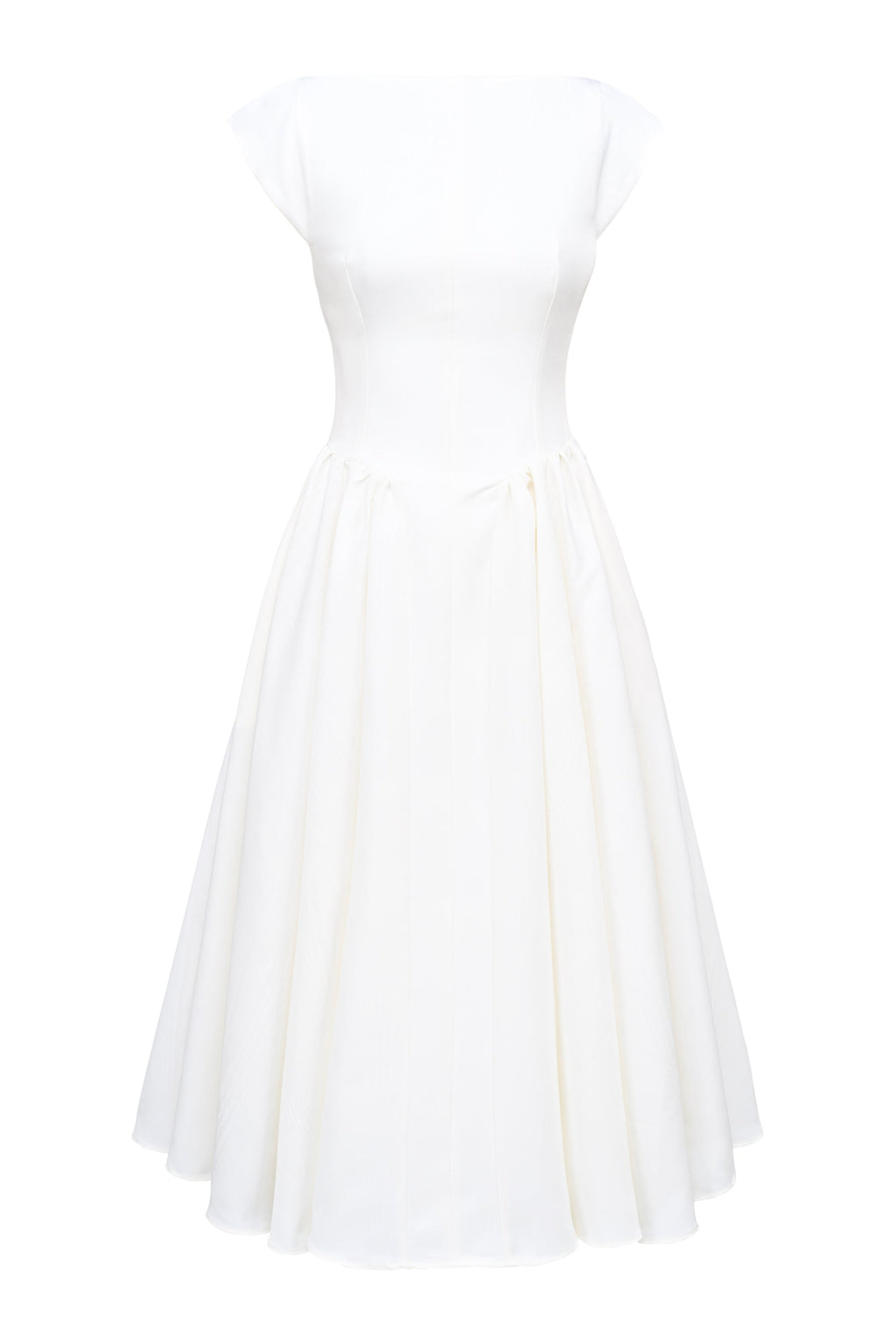 ivory moire satin midi dress