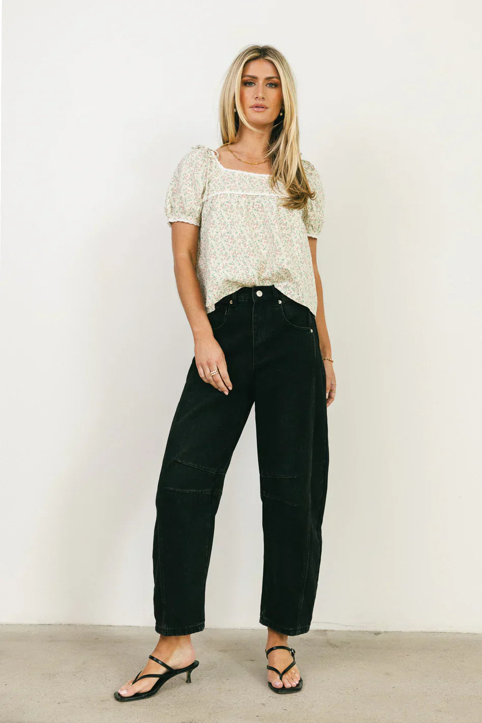 Peony Lace Trim Blouse in Blush