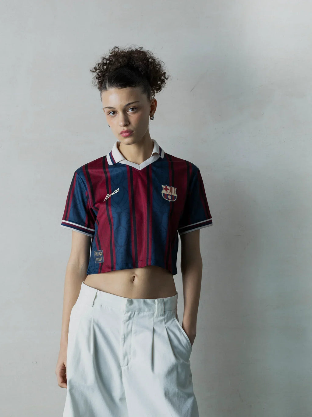 Modernist Crop Fc Barcelona Polo Oversize - Women