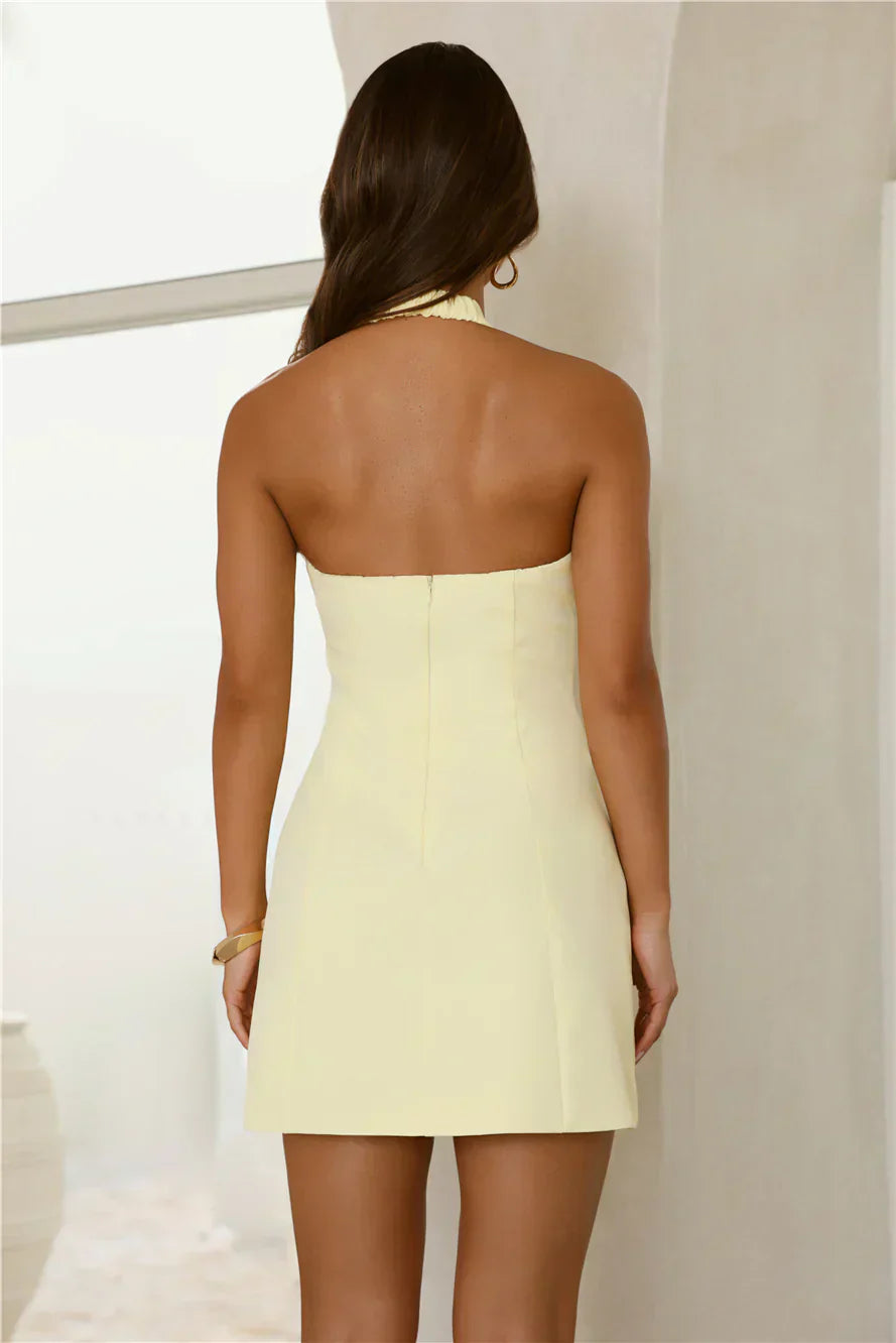 Studio Glow Halter Mini Dress Yellow