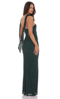 Sequin Scarf Lace Maxi Dress in Green