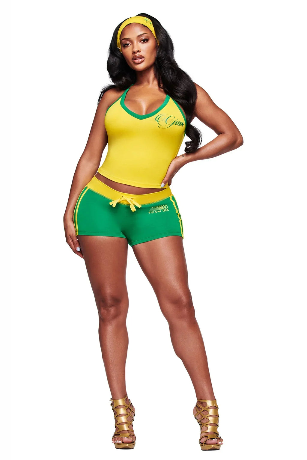 Blare V-Neck Top And Headband - Yellow