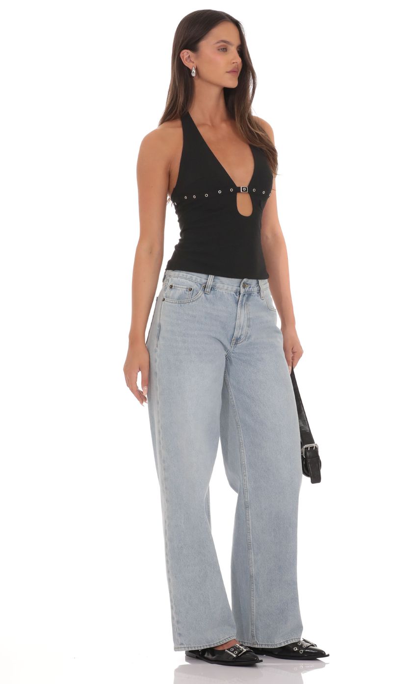 Deep V Neckline top with Buckle Accent
