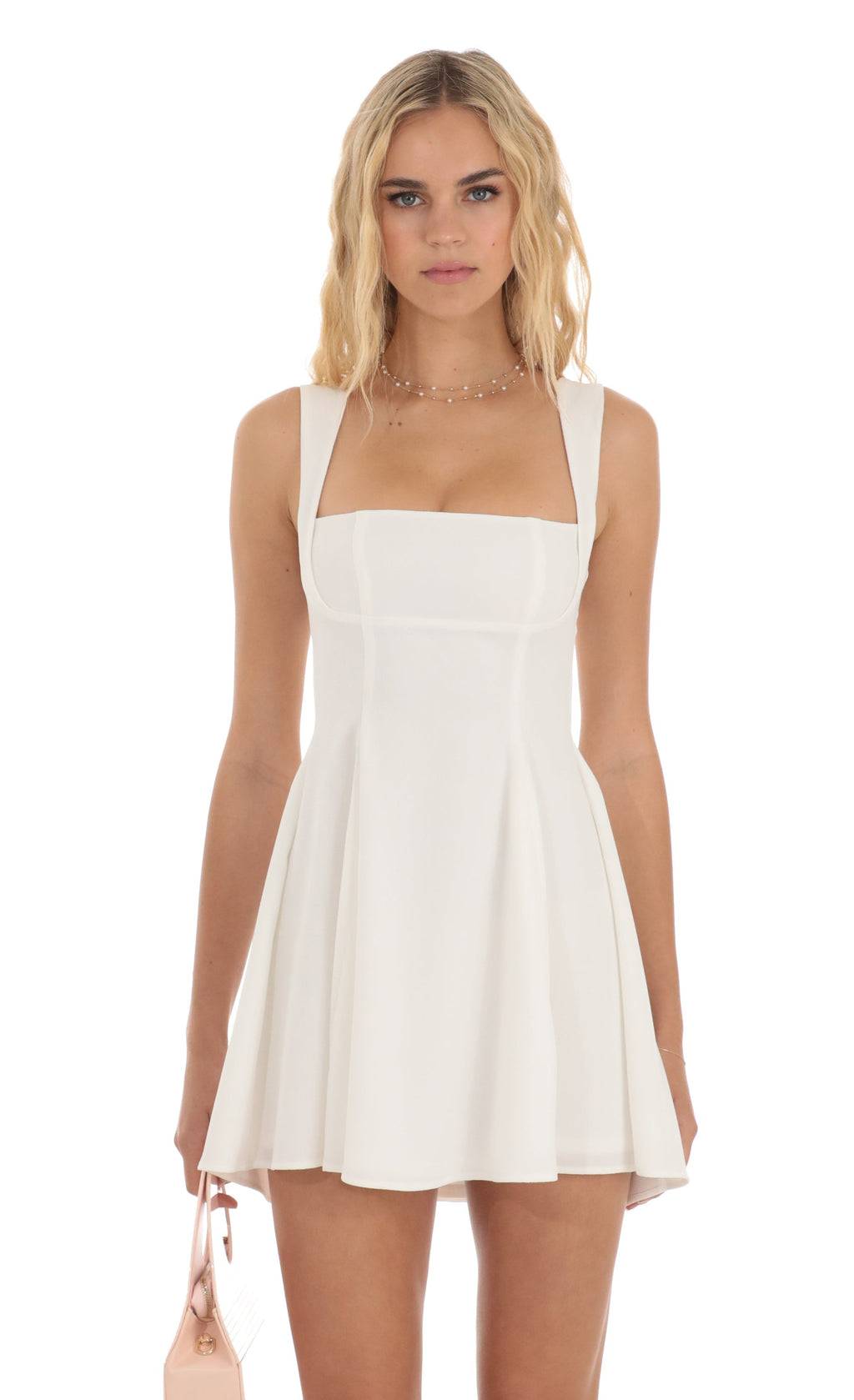 Back Bow Fit and Flare Dress in Ivory