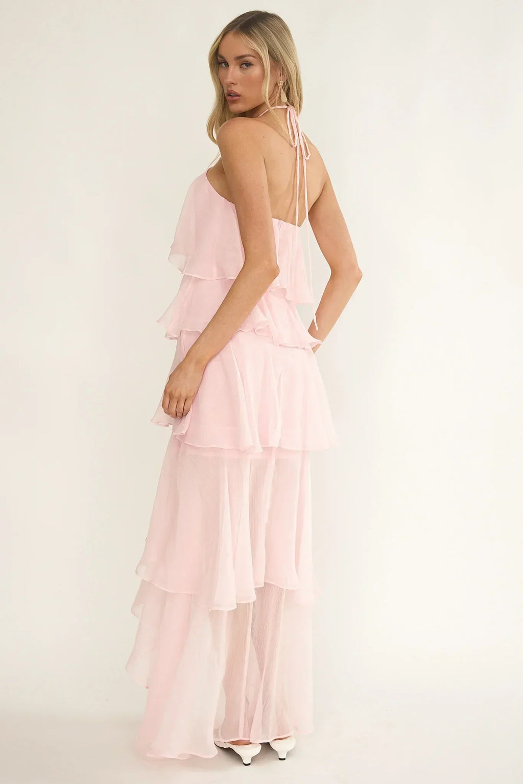 Darylyn Tiered Ruffle Maxi Dress Pink