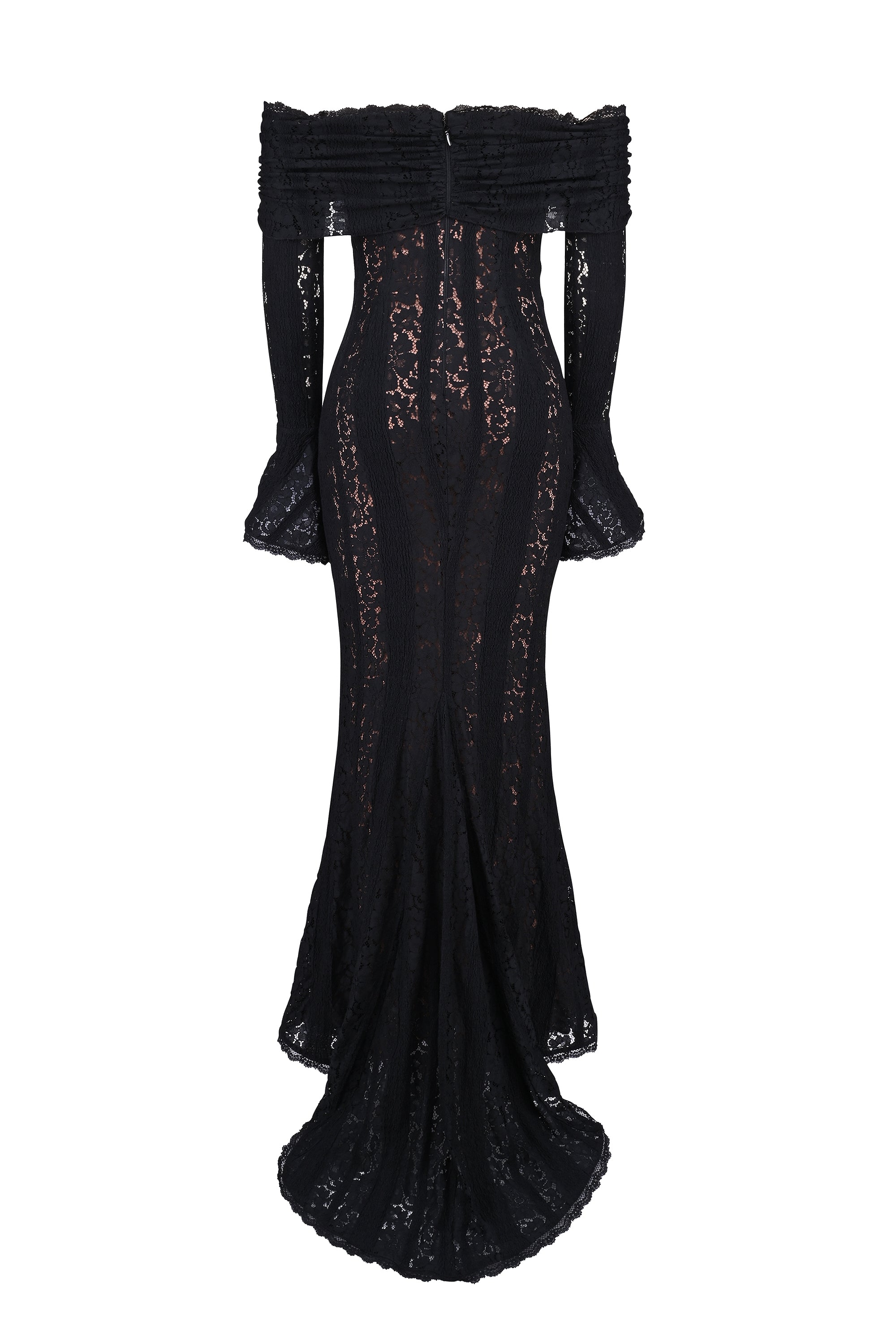 black off shoulder floral lace maxi dress