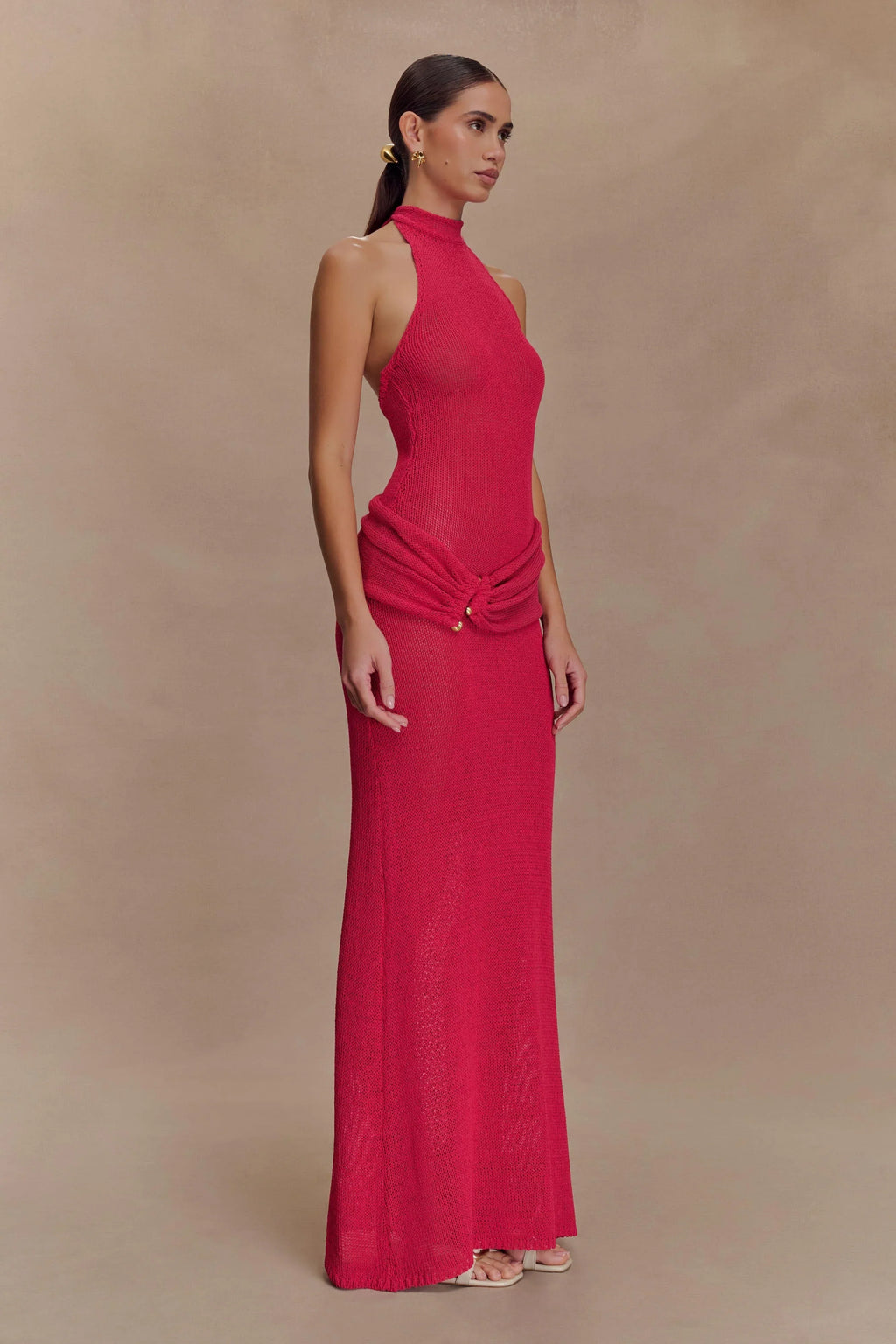Reece Halter Knit Maxi Dress - Dragonfruit