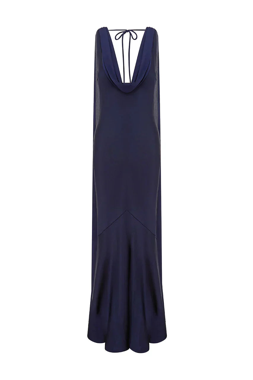 GABRIELLA COWL MAXI DRESS - NAVY