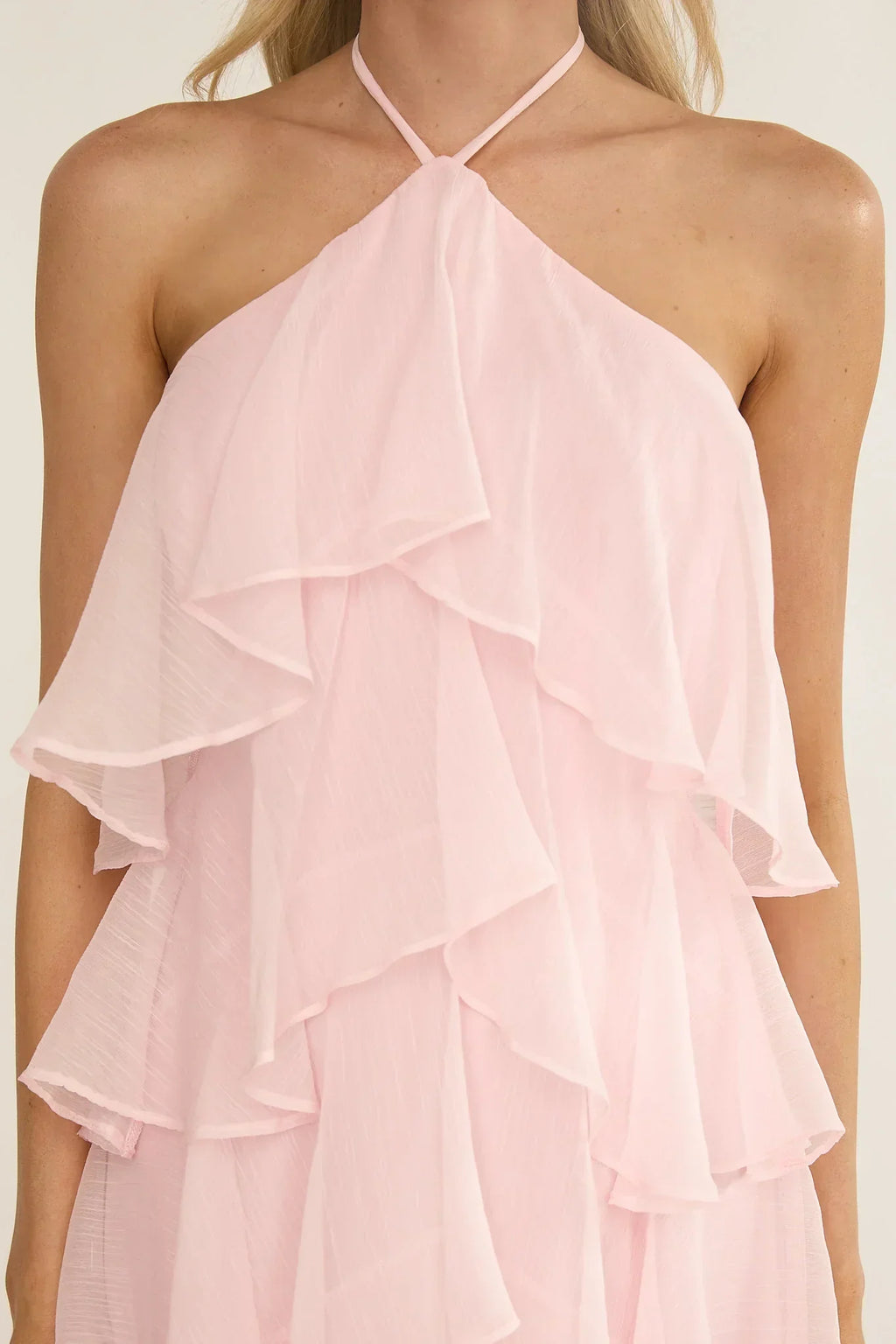 Darylyn Tiered Ruffle Maxi Dress Pink