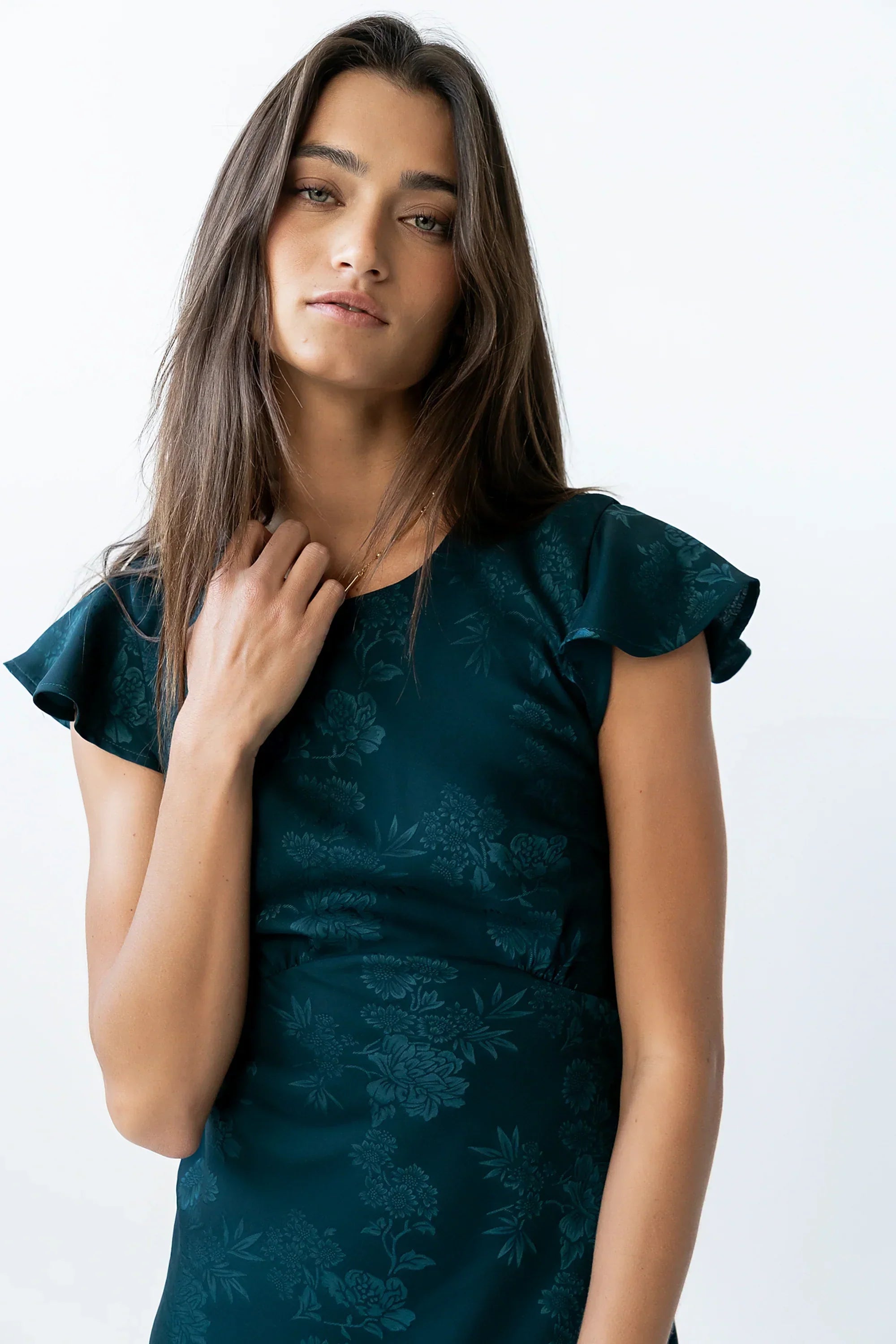 Mateo Floral Maxi Dress in Teal