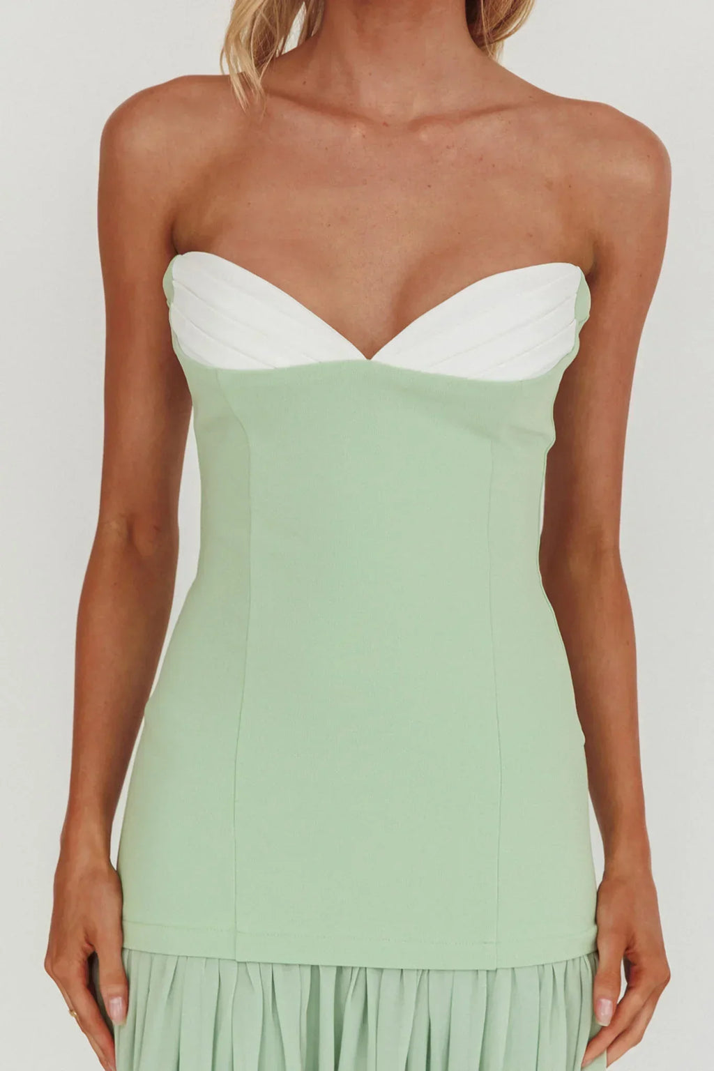 Unspoken Sweetheart Neckline Sheer Hem Maxi Dress Sage