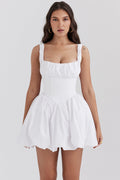 white cotton tulle mini dress