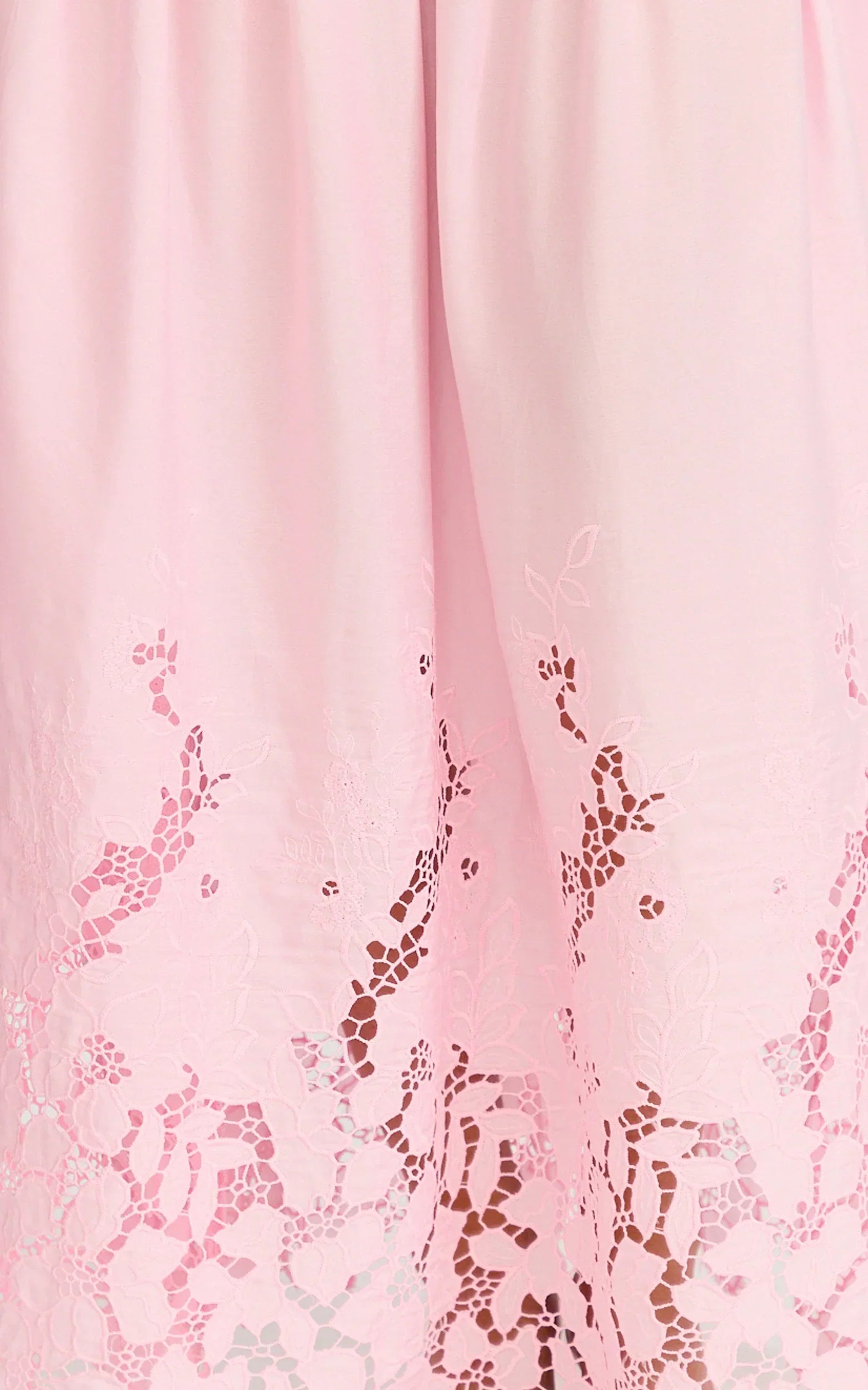 Everly Maxi Dress - Straight Neck Broderie Cut Out Hem Dress in Pink